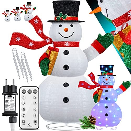 KESSER® LED Schneemann 180cm mit Fernbedienung - Mit 8 Modi Bunter Farbspiel- Timer 24H Weihnachtsfigur Beleuchtet Weihnachtsdekoration für Indoor & Outdoor Wetterfest IP44 Weihnachtsbeleuchtung