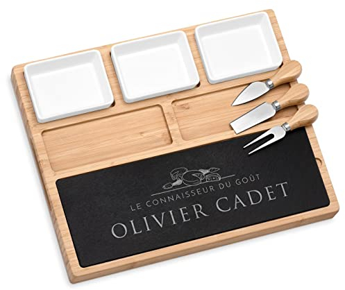 Maverton Plateau à Fromage et charcuterie personnalisé - Planche à Fromage en Bambou avec Accessoires - Plateau apéritif avec Gravure pour Lui - pour Anniversaire Homme