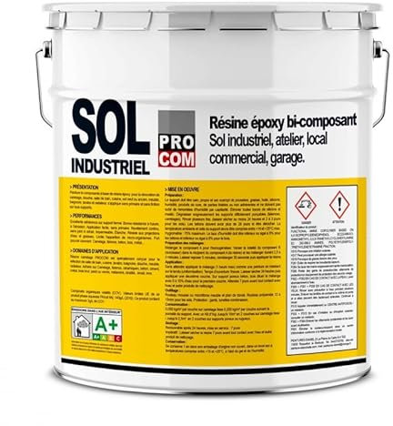 Peinture époxy sol industriel et garage, trafic intensif - Résine Époxy Sol PROCOM Kit 5 Kg