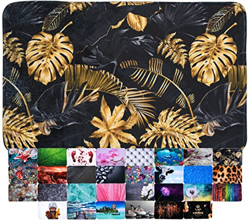 Sanilo Badteppich, viele schöne Badematten zur Auswahl, Badvorleger sehr weich und rutschfest, waschbar und schnelltrocknend (Golden Leaves, 70 x 110 cm)