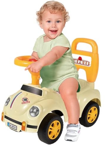 Coo11 2-in-1 Ride On Car & Push Along Walker for Toddlers, Foot-to-Floor Sliding Car with Back Support & Steering Wheel, Baby Fun Learning Vehicle Toy for 1-3 Years Boy & Girl