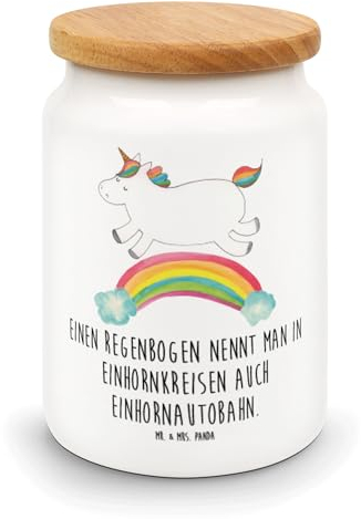 Mr. & Mrs. Panda behälter Einhorn Regenbogen - Geschenk, Kaffeedose, Unicorn, Einhornpower, Aufbewahrungsdose, zuckerdose, Dose, Glitzer, salzdose, Erwachsenwerden