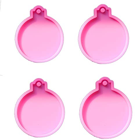 Haveratio 4 Stück Weihnachtskugel-Anhänger, UV-Epoxidharz-Formen, handgefertigte Schlüsselanhänger-Silikonform, Rosa