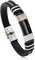 Jitnga Bracelets Homme En Gel De Silicone Haute Qualité En Acier Inoxydable Bracelet Homme Noir Avec Chaîne De Câble En Acier Pour Bracelet Homme Garçon Cadeau Pour Noël Métal Punk Bijoux