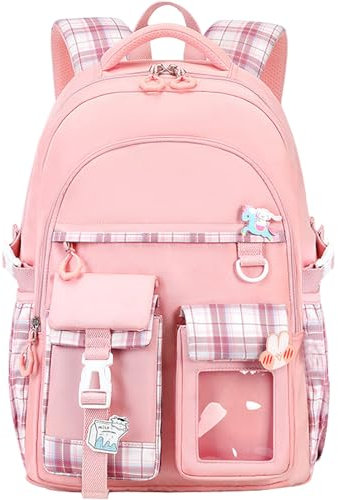 KEBEIXUAN Rucksäcke für Mädchen Kinder Kawaii Schultasche Teenager Mädchen Mittelschule Studenten Büchertasche Outdoor Daypack Teens (Rosa)