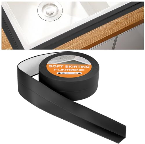 flintronic Sigillante Impermeabile, 5m / 60mm Battiscopa Morbido PVC Sigillante Autoadesivo Nastro, Impermeabile, Antiolio e Antimuffa Utilizzato per Piastrelle da Cucina/Bagno, etc