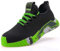 Scarpe Antinfortunistiche da Lavoro Cantiere Leggere Comode Traspiranti Sicurezza Antiscivolo Puntale in Acciaio con Protezione Antiperforazione Certificazione CE (Nero e Verde, 43)