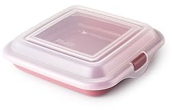 IBILI - Porta Sandwhich - taper embutidos - queso, 14,5 x 14,5 x 3,6 cm, Plástico Libre de BPA, Reutilizable, Rojo