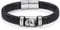 kaululu Personalisiertes Lederarmband mit Foto für Männer Herren Lederarmband Perlen mit Gravur Namen für Papa Ehemann Personalisierter Schmuck Silber Schwarz