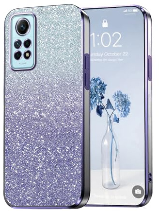 PanXCase Glitzer Hülle für Xiaomi Redmi Note 12 Pro 4G / 11 Pro 5G/4G | Transparente Glitzer-Handyhülle für Mädchen/Frauen, Elegant, Bling und Durchsichtig, Ultradünn, Stoßfeste Schutzhülle, Purple