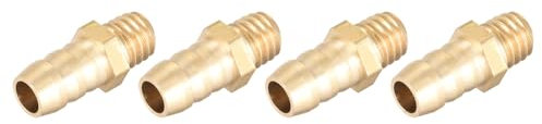 METALLIXITY Ottone Tubo Barra Raccordo (M6-1 Maschio x 6mm Spinato) 4pz, Tubo Tubo Connettore - per Carburante Aria Acqua Olio Gas