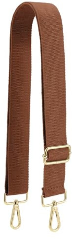 QIUTIMIY Canvas Verstellbarer Ersatz-Taschengurt, breiter Umhängetaschengürtel mit Metalldrehhaken für Messenger Bag Handtasche (Gold braun)