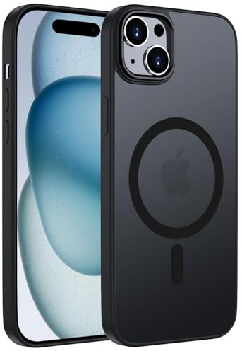 ORDA für iPhone 15 Plus Hülle 6.7 Zoll Kompatibel mit MagSafe,Magnetisch Handyhülle für iPhone 15 Plus Case Durchscheinende Matt Rückseite Dünn Stoßfest Schutzhülle Schwarz