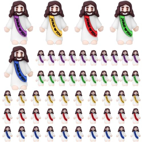 50/120 Pc Mini Jesus Figures Jesus Loves You Religious Tiny Jesus Cute Doll | to Hide and Seek Church Favors for Sunday School Baptism Activities Party Supplies