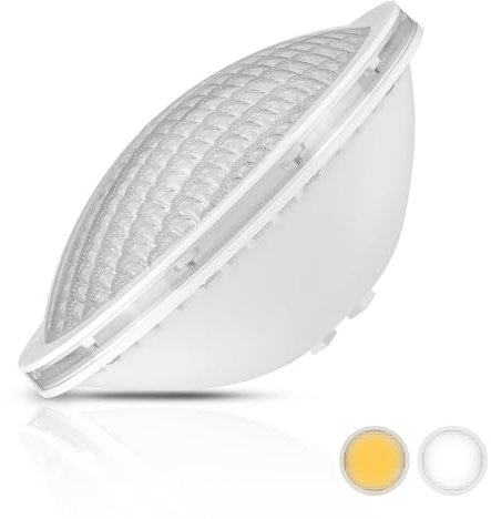 OSREE Luci Piscina LED PAR56, 20W Lámpara Piscina Reemplaza 300W Halógena, 3000K Blanco Cálido, 1600 Lúmene, Foco LED Piscina IP68 Impermeable para Piscina, DC/AC 12V