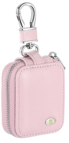 sourcing map Earbuds Cases, Earphone Case Holder, PU Leather Ear Buds Case Zipper Organizer Small with Mesh Pocket for USB Cable, Wireless Wired Earphones, Pink