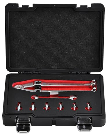 WINMAX TOOLS AUTOMOTIVE Adjustable Pin Spanner Set, Gland Nut Wrench with Top Holes, Range from 25/32 to 3-15/16”