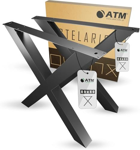 ATM® Tischbeine in X-Form | 2 Kufen für Möbel | Metallprofil 80x80mm | Stabile Basis für Tische, Schreibtische und Arbeitsplatten | Modernes Design, Stahlkonstruktion (Höhe 73 cm) | Schwarz Matt