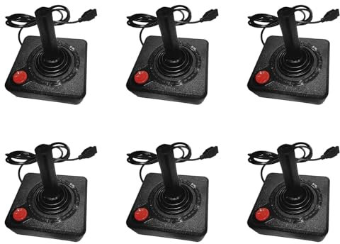 Lckiioy 6X Controlador de Joystick para Juegos para 2600 Game Rocker con Palanca de 4 VíAs y BotóN de AccióN Simple Gamepad Retro