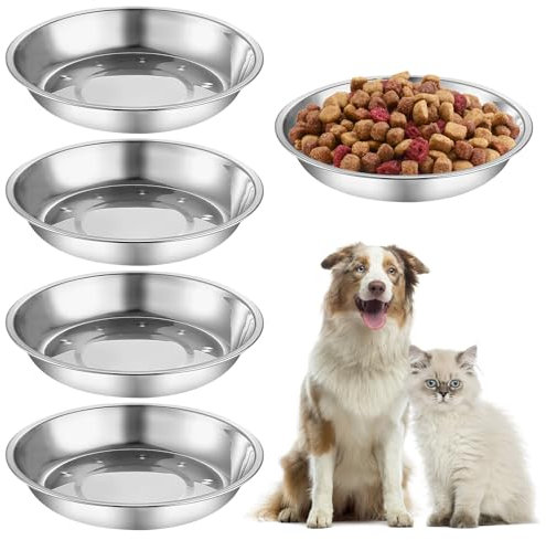 APOMOONS 5 Cuencos de Comida para Gatos y Perros Pequeños, Acero Inoxidable, 16 cm, 12 onzas, para Interiores y Exteriores