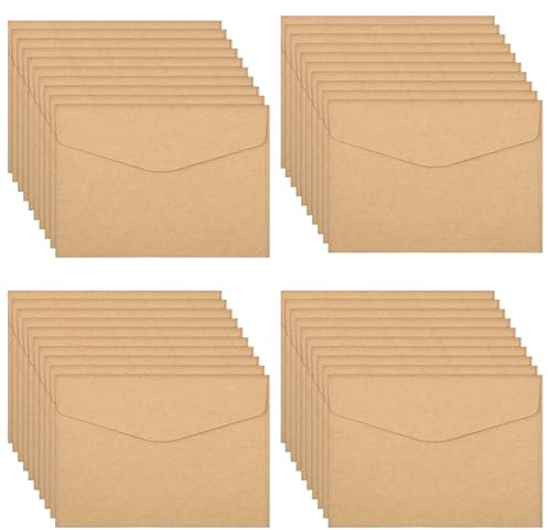 100 Mini Kraft Envelopes, 11.5 x 8.2 Cm, Small Gift Card Money Envelopes | Blank Diy Design, Sturdy Cardstock, Non-Adhesive Flap, Reusable, For Cards, Cash, Weddings And Holidays