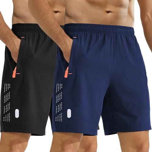 Zoofly Gym Short Hommes Tennis Séchage Rapide Pantalons de Jogging zippées pour Sport Hommes Shorts Respirant Basket-Ball Fitness
