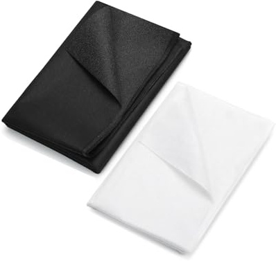 Bügelvlies,2 Stück 200 x 100 cm Aufbügelbare Einlagestoff Bügeleinlagen Vlies zum Aufbügeln Vliesstoff Weiß und Schwarz Vliesstoff Einlagestoff für Bügelfalten,Nähhandwerk,Verstärkte Bekleidung