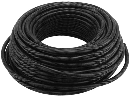 UNGFEI 20m Black PVC Corrugated Flexible Conduit Tube, 12mm ID x 16mm OD | Garden Home Bedroom Wire Conduit Tubing Pipe for Protecting Electrical Cables Car