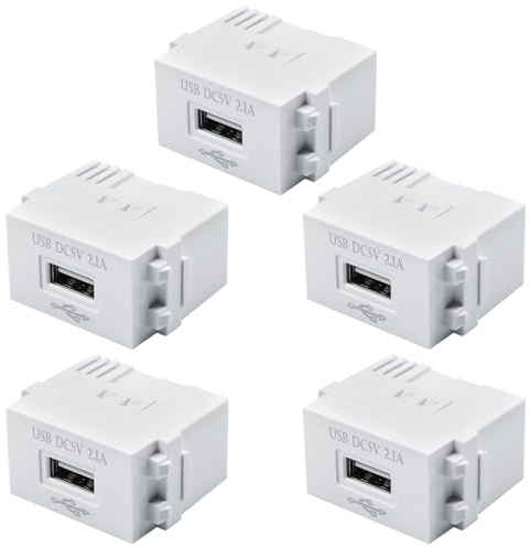 Behogan 5 Stück USB Stromversorgungsmodul: 220V-Steckdose auf 5V-Transformator, 2,1A USB-Ladesteckdose Schaltadapter Für Smartphones & U-S-B-Geräte