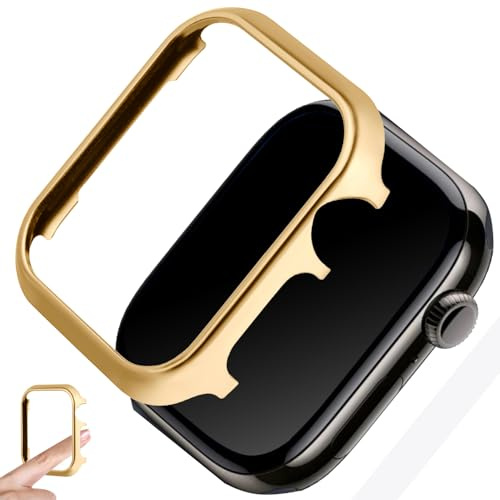Oro Cover per Apple Watch Serie SE 44MM Custodia per Uomo Donna, Alluminio Custodia Rigida Protezione Totale Antigraffio Ultrasottil Bumper Case per iWatch Serie SE 2 Serie 6/5/4 44MM Metallo Paraurti