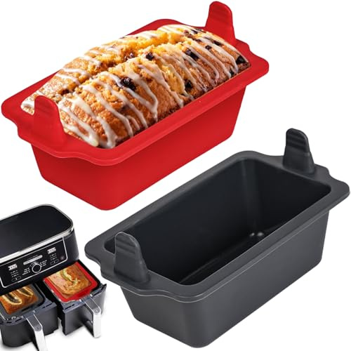 webake Brotbackform Klein für Heißluftfritteuse Silikonform 2 Stück 14.5 x 8.3 x h5.5 cm Air Fryer Silikon Kastenform Airfryer Backform Kuchenform Rechteckig für Brot, Kasten, Kuchen