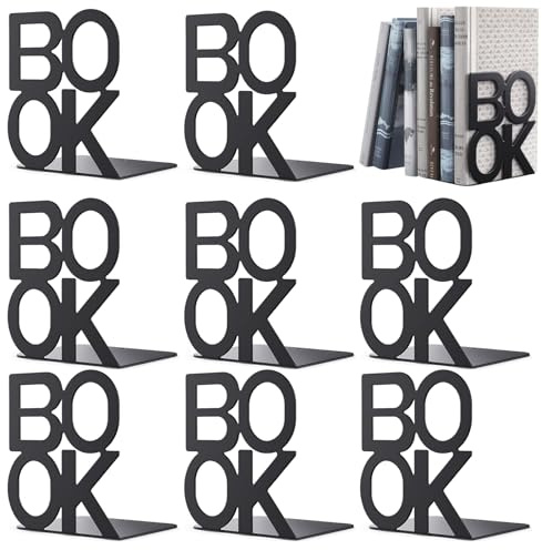 Mxdzshy 4 Pare Sujetalibros de Metal Sujeta Libros Estanteria Metálicos | Soporte Libros Estante Antideslizantes Organizador Libros para Hogar Oficina Escuelas Biblioteca Negro