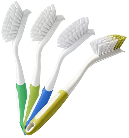 Mokaskaidj 4 Pezzi Spazzola per Piatti, Spazzola Piatti Cucina, Spazzola Lavapiatti per Pentole e Padelle, Design Ergonomico Antiscivolo, Lavello da Cucina, Utensili da Cucina