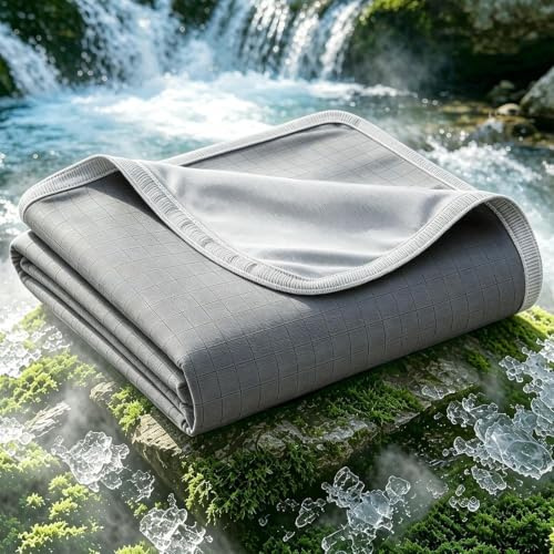 EMME Kühlende Decke 5X Belüftung Arc-Chill 3.0 Grid-Airy Sommerdecke Bett | Q-Max>0.45, 127 x 178 cm Sofortige & Dauerhafte Kühlung, Überwurf für Tagesdecken, Sofa Decken, Karo-Dunkelgrau