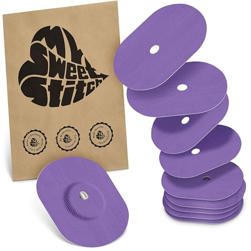 MySweetStitch 10 Fixierpflaster für FreeStyle Libre 3/3 Plus oval Purple | Hilft gegen vorzeitiges Ablösen, wasserfest und schnell trocknend, hautfreundlich, bis zu 15 Tage Halt