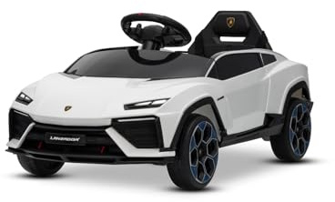 Elektrisches Ride-on-Auto Lamborghini Lanzador 12V mit Hinterradantrieb, lizenziert (einsitzig), weiß, Lithiumbatterie, LED-Beleuchtung, breitem Sitz, 2,4-GHz-Fernbedienung, Bluetooth-Verbindung