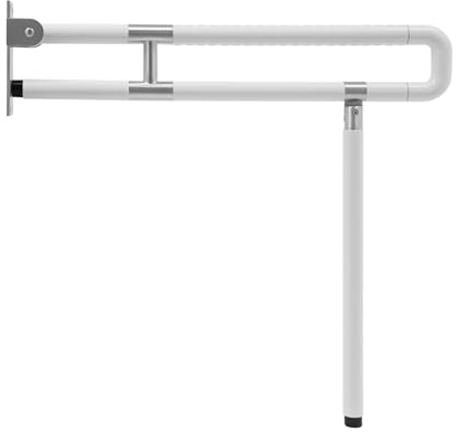 Maniglia pieghevole per WC, in acciaio inox, 75 cm, per il bagno, con supporto inferiore, corrimano di sicurezza pieghevole, carico 300 kg, per anziani disabili