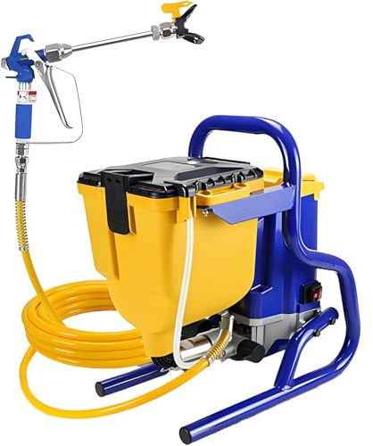 Pistola de Pintura Airless 1800W para Pintura de Paredes, Techos, Madera y Metal, Pistola de Pintura Industrial para Renovación Interior/Exterior | Presión de 20Mpa, Manguera de 8m, Embudo de 4.5L