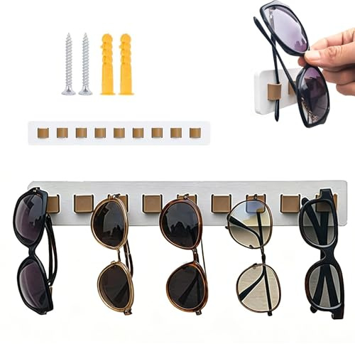 9-Fach Brillenhalter Wand, Holz Brillenaufbewahrung Mehrere Brillen Sonnenbrillen Aufbewahrung Organizer zum Aufhängen der Brille Brillenständer für Mehrere Brillen für Aufhängen und Präsentieren