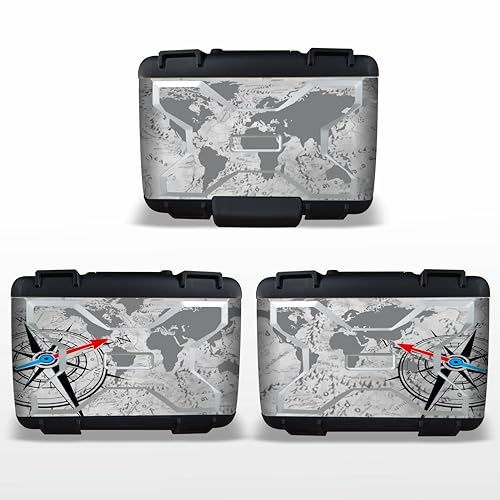 3 Adesivi per valigie vario compatibili per BMW R1200 R1250 GS Planisfero Bussola K50 dal 2013 Mod. globo grigio (hld)