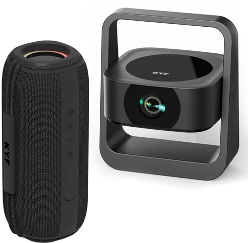 KYF Kit Cinéma – Vidéoprojecteur Android 13 HD LCD avec Wi-FI 6 Bluetooth 5.1 HDMI + Enceinte Bluetooth 60W Étanche RVB