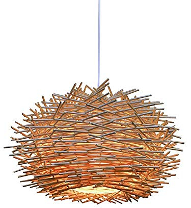 BILYSKEP Suspension lumineuse en rotin, lustre réglable en nid d'oiseau, plafonnier de la salle à manger de la chambre à coucher 300 x 170mm