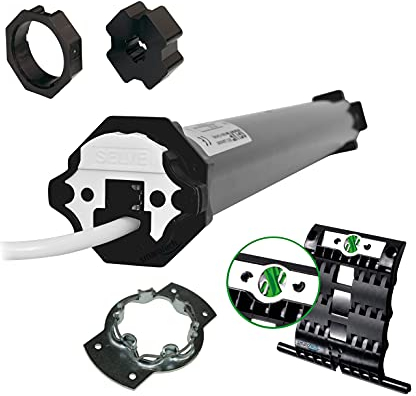 Selve® SP 2/7 Rolladenmotor inkl. Einbruchschutz durch patentierte SecuBlock®, Motorlager, Anschlusskabel und SW 60 Adapter/Mitnehmer. (SP 2/7 mit 3 St. SecuBlock)