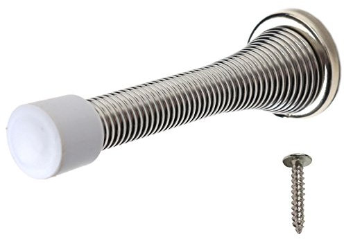 Wall Mounted Chrome Spring Door Stop - Skirting Board Sprung Stopper