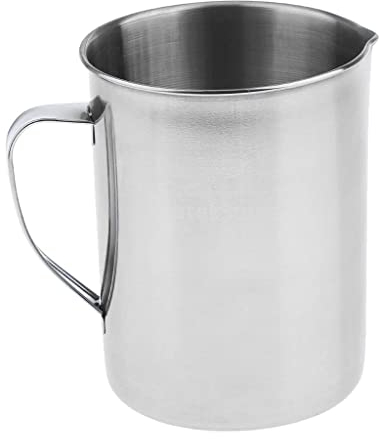 Homyl Pichet à lait/Eau/Huile avec Mesure 2L en Acier Inoxydable Anti-rouille pour Café/Restaurant/Cuisine/Laboratoire