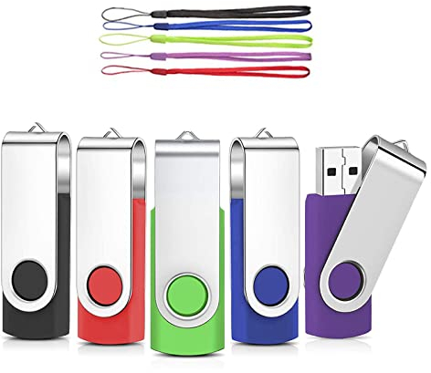 USB Sticks 32GB 5 Stück, AreTop Speicherstick Rotate Metall Mehrfarbig High Speed USB 2.0 Flash Drive Pack (Mehrfarbig)