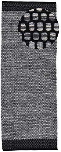 carpetfine Baumwollteppich Kelim Mia Läufer Grau 75x240 cm | Moderner Teppich für Wohn- und Schlafzimmer