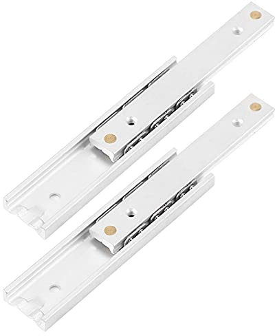 Fdit 2 pcs en Alliage D'aluminium Lourds Coureurs Roulement À Billes Coulisses De Tiroir Rail Télescopique Durable Lisse Glissière pour Armoire À Tiroirs(100mm)