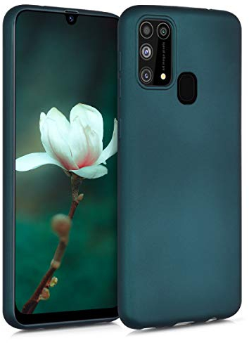 kwmobile Case kompatibel mit Samsung Galaxy M31 Hülle - Schutzhülle aus Silikon metallisch schimmernd - Handyhülle Metallic Petrol