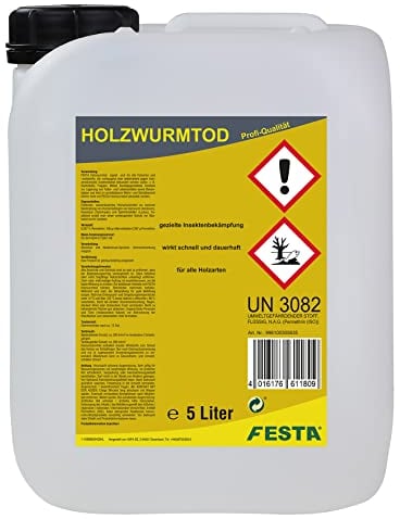 FESTA Holzwurmtod Holzwurm EX Holzwurmschutz Schädlingsbekämpfung Holzschutz 5 L